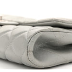 Metallic Lambskin Quilted Clutch With Chain Flap Silver
