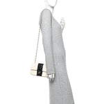 Lambskin Quilted Mini Rectangular Flap White Black