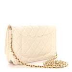 Lambskin Quilted CC Pearl Crush Wallet on Chain WOC White