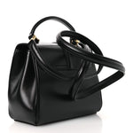 Satinated Calfskin Mini 16 Top Handle Bag Black