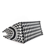 Canvas Macro Houndstooth Embroidered Medium Book Tote Black White