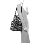 Polyester Cotton Oversized Monogram Medium Traveler Tote Bag Black Ivory