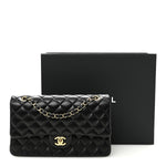 Lambskin Quilted Medium Double Flap Black
