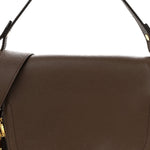 Grained Calfskin Medium Jennifer Crossbody Bag Brown