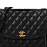 Caviar Quilted Flap Shoulder Bag Black