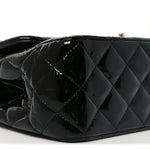 Patent Quilted Jumbo Double Flap Black