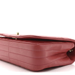 Calfskin Chevron Quilted Small Statement Flap Pink