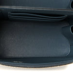 Lambskin Quilted Small Top Handle Vanity Case With Chain Blue