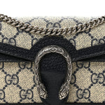 GG Supreme Monogram Textured Dollar Calfskin Super Mini Dionysus Shoulder Bag Beige Blue