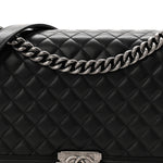 Lambskin Quilted New Medium Boy Flap Black