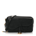 Goatskin Double Saddle Pouch Black