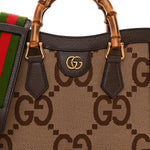 Monogram Jumbo GG Textured Dollar Calfskin Small Diana Tote Bag Camel Ebony New Acero