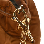 Re-Nylon Saffiano Stitched Re-Edition 1995 Chaine Drawstring Bucket Bag Brandy