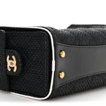 Braided Raffia Calfskin Quilted Mini Chanel 25 Handbag Black White