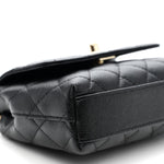 Caviar Quilted Coco Handle Clutch With Chain Black