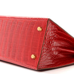 Shiny Porosus Crocodile Kelly Sellier 28 Rouge Vif