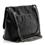 Crinkled Calfskin Monogram Medium Niki Chain Satchel Black