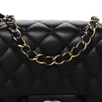 Lambskin Quilted Mini Square Flap Black