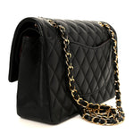 Lambskin Quilted Medium Double Flap Black