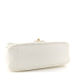 Shiny Lambskin Quilted Mini Flap White
