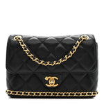 Caviar Quilted Camellia Chain Around Flap Black