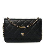 Caviar Quilted Wallet on Chain WOC Black