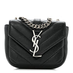 Sheepskin Matelasse Chevron Monogram Mini College Bag Black