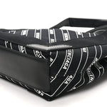 Cotton Canvas Calfskin Logo Print Navy Cabas XS Black White