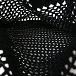Yarn Raffia Effect Crochet Logo Embroidered Tote Bag Black