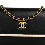 Metallic Calfskin Clutch With Chain Black Gold