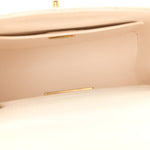 Lambskin Handle Crush Top Handle Flap Bag White