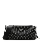 Re-Nylon Studded Shoulder Bag Black