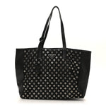 Tessuto Nylon Calfskin Grommet Tote Black