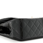 Patent Quilted Jumbo Double Flap Black