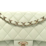 Caviar Quilted Small Double Flap Light Green