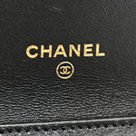Metallic Calfskin Clutch With Chain Black Gold