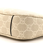 GG Supreme Monogram Textured Calfskin Small Emblem Shoulder Bag Beige Mystic White