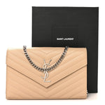 Grain De Poudre Matelasse Chevron Monogram Chain Wallet Nude Powder