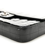 Patent Quilted East West Chocolate Bar Flap Black