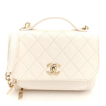 Caviar Quilted Medium Business Affinity Flap White