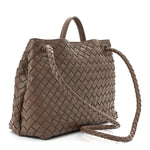 Nappa Intrecciato Medium Andiamo Shoulder Bag Taupe Grey