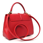 Grained Calfskin Small 16 Top Handle Bag Red