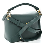 Calfskin Small Puzzle Edge Bag Bottle Green