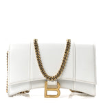 Shiny Box Calfskin Hourglass Chain Bag White