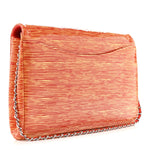 Patent Calfskin Striped Clutch With Chain Flap Red