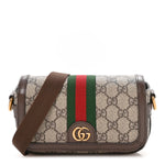 GG Supreme Monogram Web Mini Ophidia Flap Shoulder Bag Brown