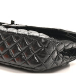Shiny Crumpled Calfskin Quilted Medium Double Flap So Black