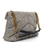 Denim Quilted Medium Loulou Puffer Monogram Chain Satchel Azur