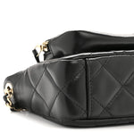 Shiny Crumpled Lambskin Quilted Mini Clutch With Chain Black