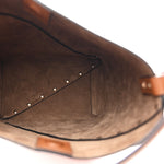 Calfskin Rockstud Wispy Bucket Bag Tobacco